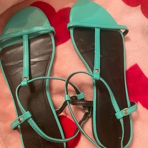 Teal Leather Sandals